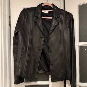 Black Buttery Leather Blazer Jacket - real leather